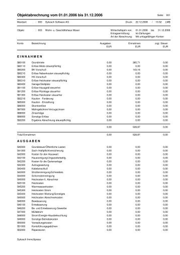 Beispiel Objektabrechnung Miete - LMB-Immobilien