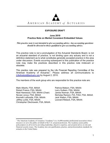 Practice Note - American Academy of Actuaries