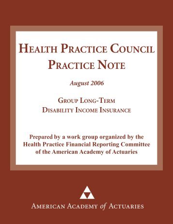 Group long-term disability practice note - American Academy of ...