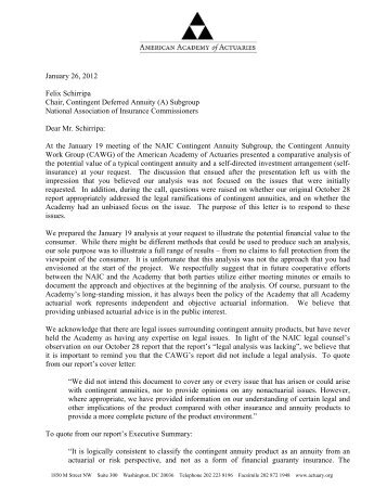 letter - National Association of Insurance Commissioners