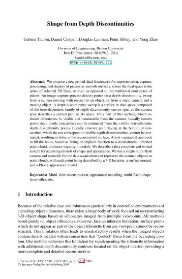 Shape from Depth Discontinuities - TAUBIN GROUP @ Brown ...