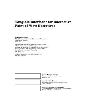 Tangible Interfaces for Interactive Point-of-View Narratives