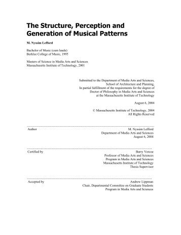 The Structure, Perception and Generation of Musical Patterns