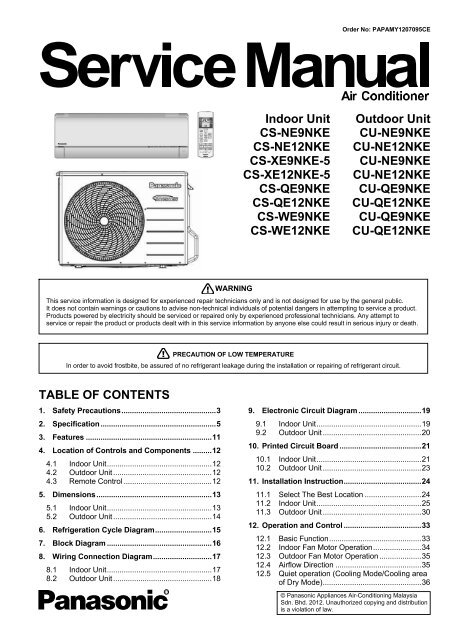 Indoor Unit Outdoor Unit CS-NE9NKE CS-NE12NKE CS ... - LMG