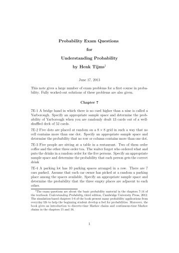 Probability Exam Questions for Understanding Probability by Henk ...