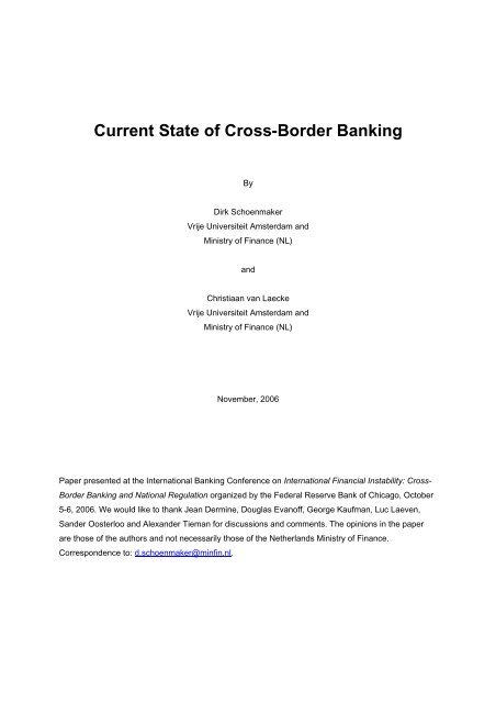 Current State of Cross-Border Banking - Vrije Universiteit Amsterdam