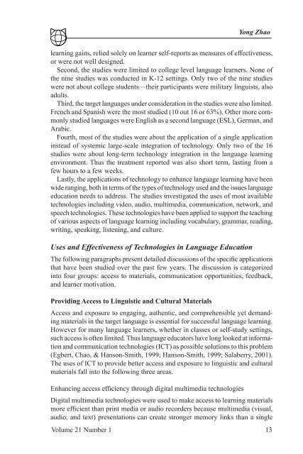 Recent Developments in Technology and Language ... - CALICO