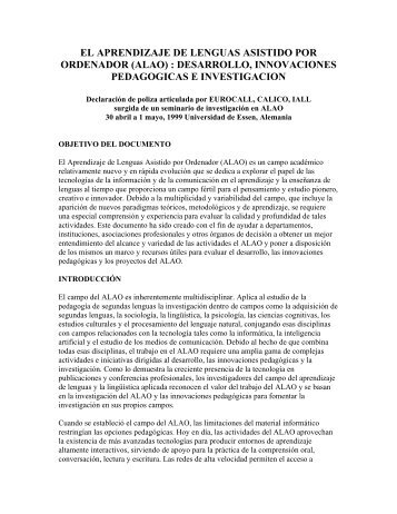 el aprendizaje de lenguas asistido por ordenador (alao) - CALICO