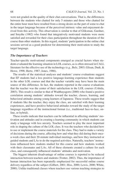 The Role of Students' Attitudes and Motivation in Second ... - CALICO