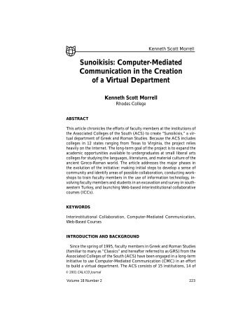 Sunoikisis: Computer-Mediated Communication in the Creation of a ...