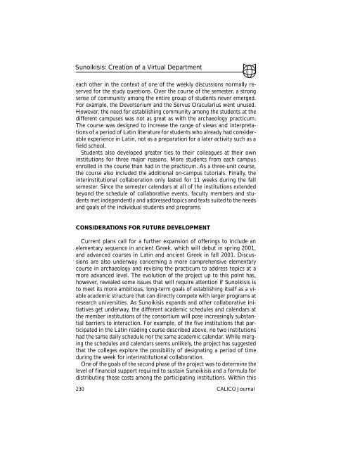 Sunoikisis: Computer-Mediated Communication in the Creation of a ...