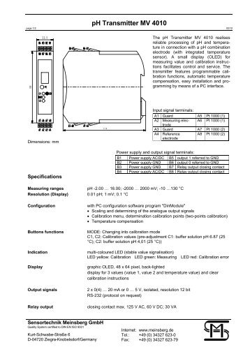 pH Transmitter MV 4010 - Sensortechnik Meinsberg