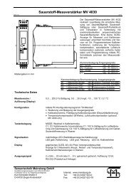 Sauerstoff-Messverstärker MV 4030 - Sensortechnik Meinsberg