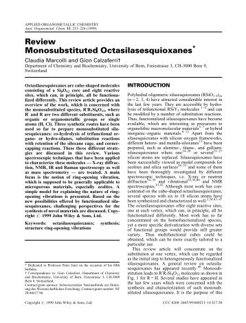 Review Monosubstituted Octasilasesquioxanes* - Deep Blue