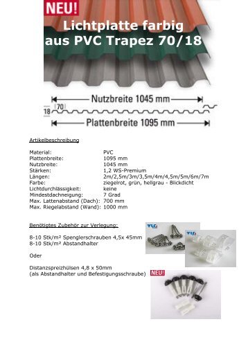 Beschreibung PVC Trapez 70-18 farbig