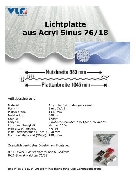 Acryl Sinus 7618 in 3mm C-Struktur