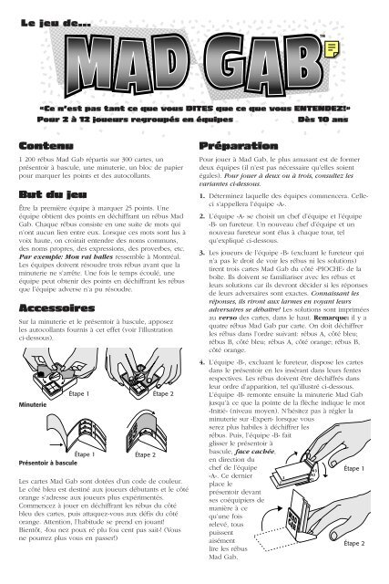 Rules Mad Gab FRENCH (Page 1) - Mattel