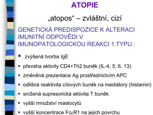 ATOPIE A ALERGIE - Ústav imunologie