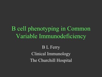 B cell phenotyping in Common Variable Immunodeficiency