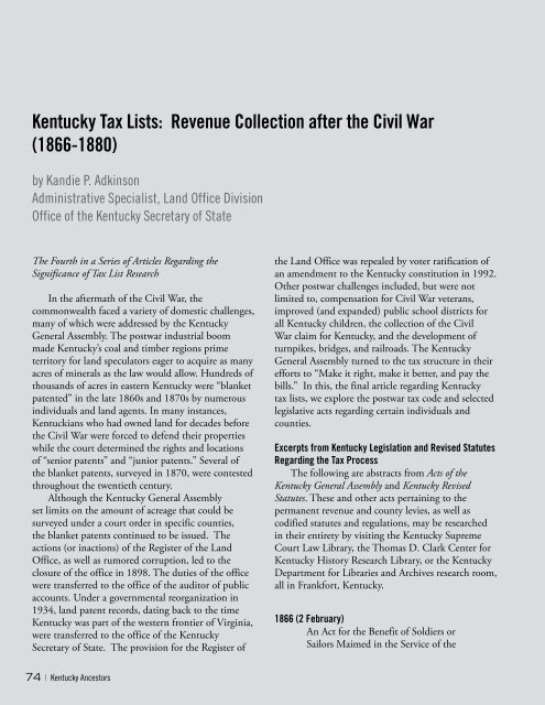 Kentucky Ancestors, Volume 46, Number 2 - Kentucky Historical ...