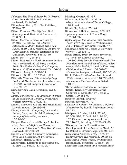 Index for the Register Volumes 68-110 - Kentucky Historical Society