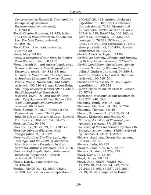 Index for the Register Volumes 68-110 - Kentucky Historical Society