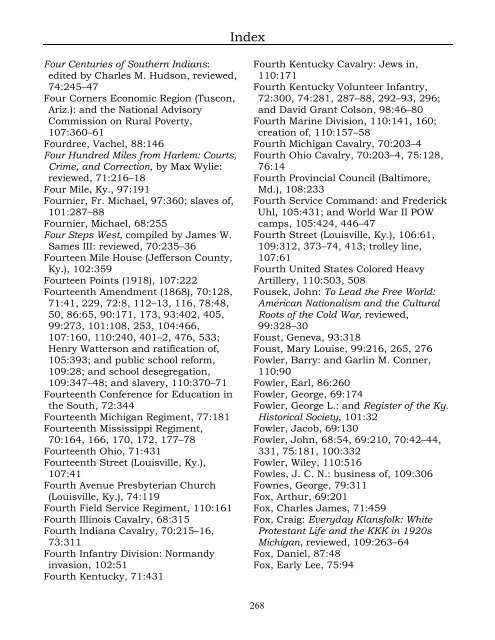 Index for the Register Volumes 68-110 - Kentucky Historical Society