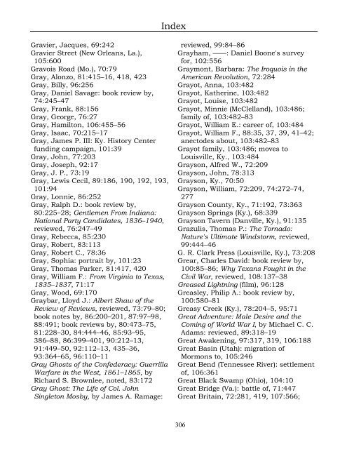 Index for the Register Volumes 68-110 - Kentucky Historical Society