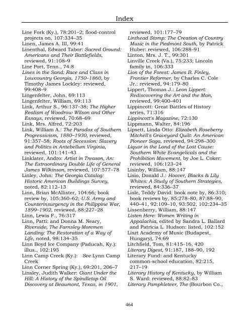 Index for the Register Volumes 68-110 - Kentucky Historical Society