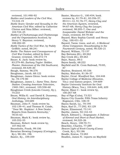 Index for the Register Volumes 68-110 - Kentucky Historical Society