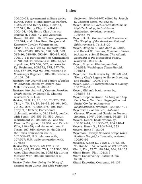 Index for the Register Volumes 68-110 - Kentucky Historical Society