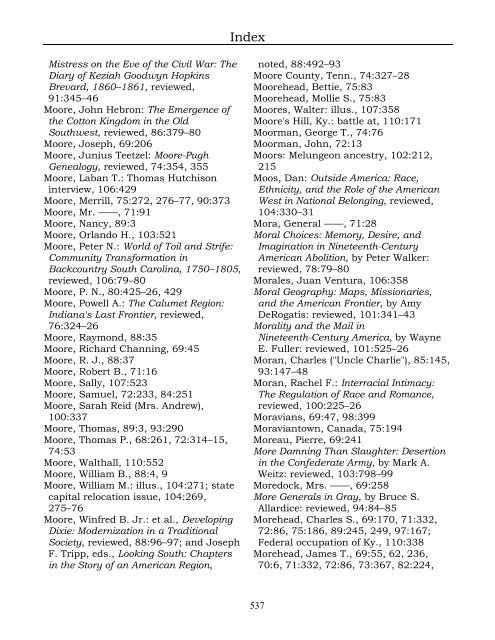 Index for the Register Volumes 68-110 - Kentucky Historical Society