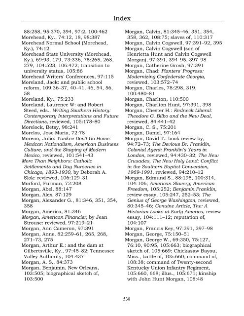 Index for the Register Volumes 68-110 - Kentucky Historical Society