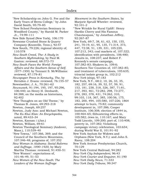 Index for the Register Volumes 68-110 - Kentucky Historical Society