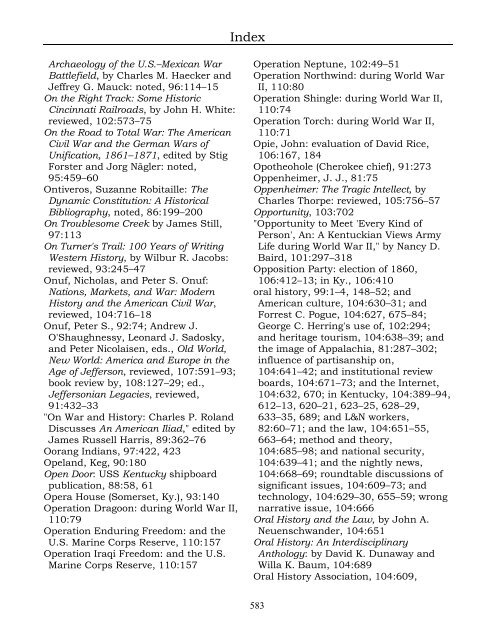 Index for the Register Volumes 68-110 - Kentucky Historical Society