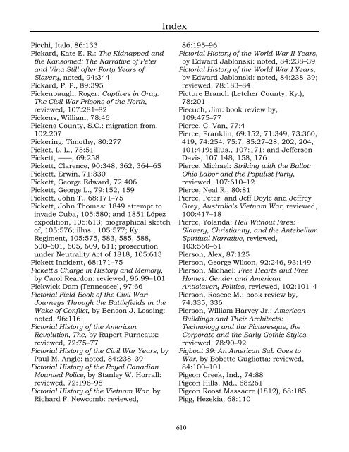 Index for the Register Volumes 68-110 - Kentucky Historical Society