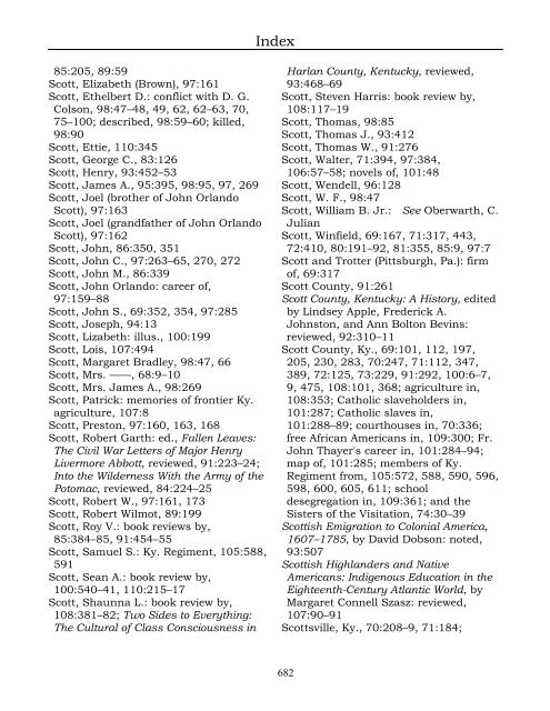 Index for the Register Volumes 68-110 - Kentucky Historical Society