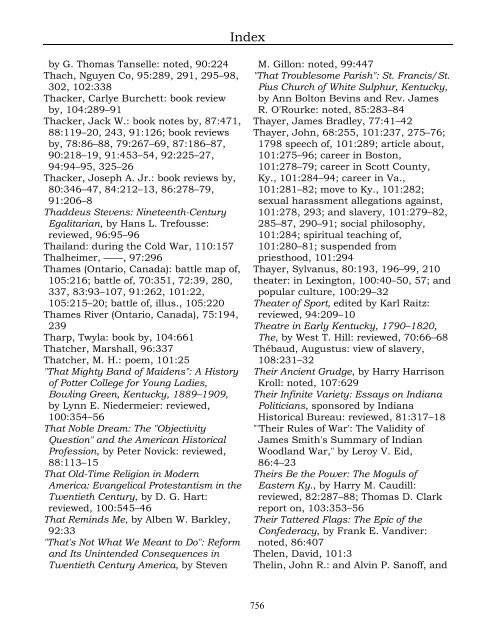 Index for the Register Volumes 68-110 - Kentucky Historical Society