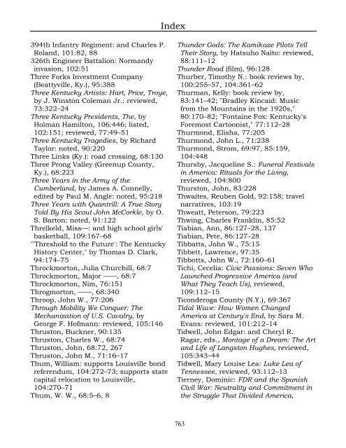 Index for the Register Volumes 68-110 - Kentucky Historical Society