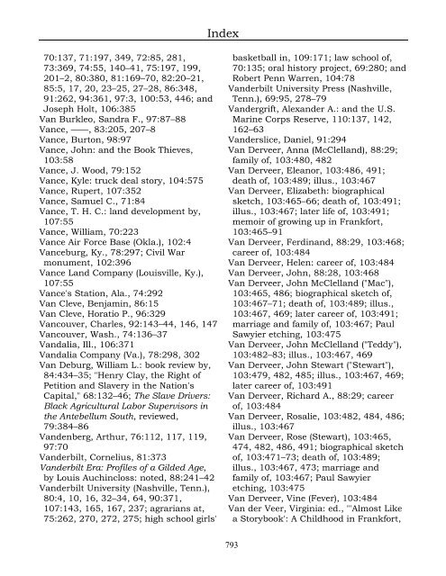 Index for the Register Volumes 68-110 - Kentucky Historical Society