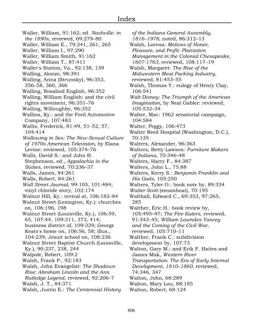 Index for the Register Volumes 68-110 - Kentucky Historical Society