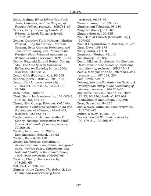 Index for the Register Volumes 68-110 - Kentucky Historical Society