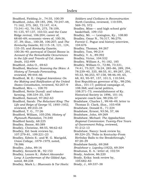 Index for the Register Volumes 68-110 - Kentucky Historical Society