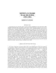 SINTEZA LUCRARII TE 46, NR. 83/2010, ANUL 2012