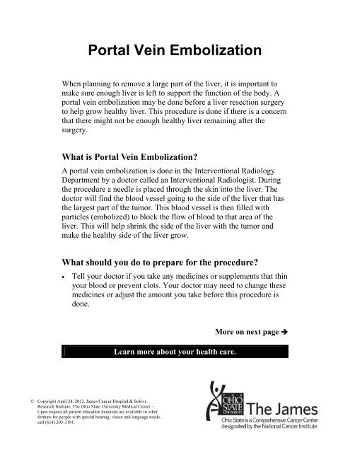 Portal Vein Embolization - Patient Education Home