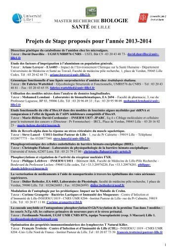 Sujets proposés en 2013-2014