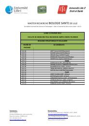 MASTER RECHERCHE BIOLOGIE SANTE DE LILLE