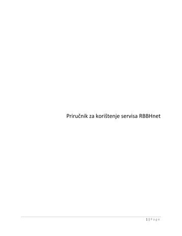 Priručnik za korištenje servisa RBBHnet - Raiffeisen Bank