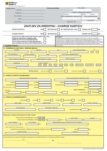 Zahtjev za kreditnu charge karticu i administrativna ... - Raiffeisen Bank