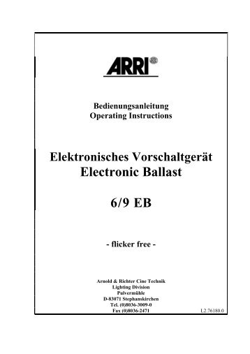 Electronic Ballast 6/9 EB - ARRI Lighting Rental